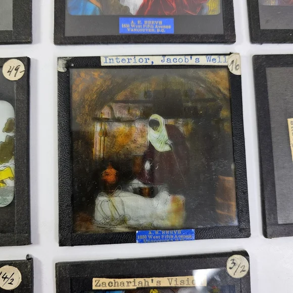Antique Magic Lantern Slides Religious Biblical Set Reeve Vancouver Glass 8pcs - Picture 5 of 16